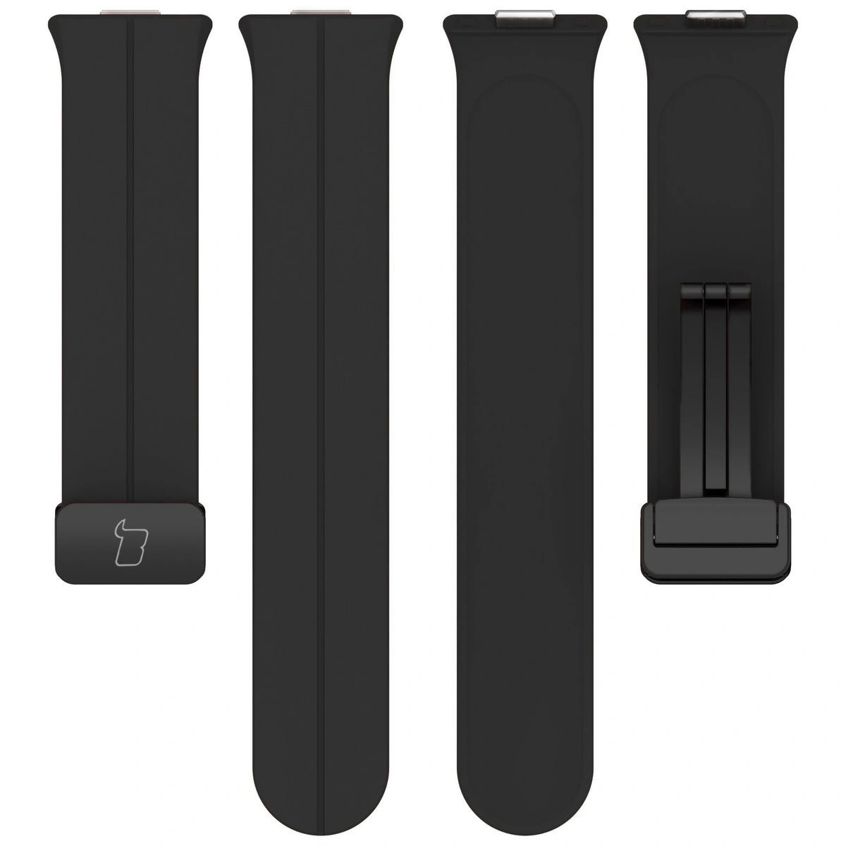 Silikonowy pasek Bizon Strap Watch Silicone L do Huawei Watch Fit 4 Pro/Fit 4/Fit 3 ustawiony od strony zapięcia 